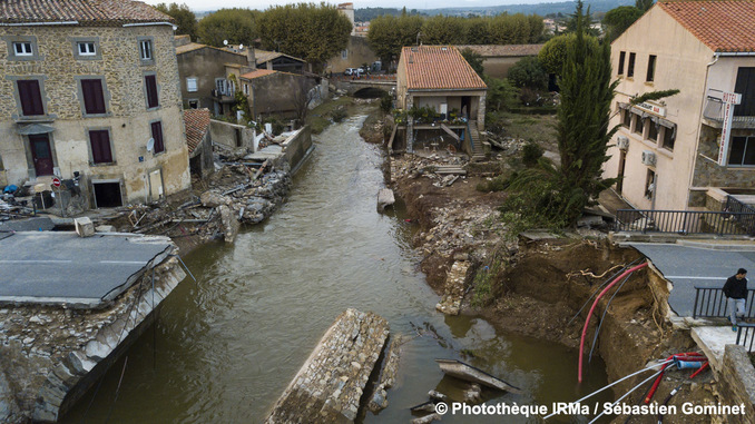 Inondations  Villegailhenc le 15 octobre 2018 suite  la crue du ruisseau de Trapel