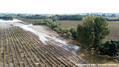 En aval de la RD 201 emporte par la crue du Trapel  Villemoustaussou (Aude) le 15 octobre 2018