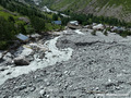Crue du torrent des �tan�ons � la B�rarde - engravements du c�ne de d�jection vus depuis l'amont
