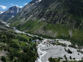 Crue du torrent des �tan�ons � la B�rarde - engravements du c�ne de d�jection vus depuis l'amont