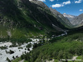 Crue du torrent des �tan�ons � la B�rarde - engravements du c�ne de d�jection vus depuis l'amont