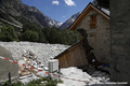 Crue du torrent des �tan�ons � la B�rarde - d�g�ts autour de l'�glise et du nouveau lit du torrent