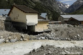 Crue du torrent des �tan�ons � la B�rarde - d�g�ts autour de l'�glise et du nouveau lit du torrent