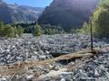 Crue du torrent des �tan�ons � la B�rarde - Pont de la RD 530 et lit du torrent totalement engrav�s