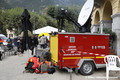 Place de la mairie de Saint-Martin-Vsubie aprs la crue du 2 octobre 2020