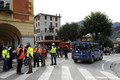 Place de la mairie de Saint-Martin-Vsubie aprs la crue du 2 octobre 2020