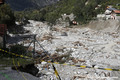 Le lit du torrent du Boron en aval de la gendarmerie aprs la crue du 2 octobre 2020 - tempte Alex