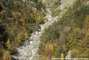 Torrent du Manival : vue arienne des barrages en pierres sches au dessus de la cabane forestire