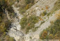 Torrent du Manival : vue arienne des barrages en pierres sches au dessus de la cabane forestire