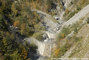 Torrent du Manival : vue arienne des barrages en pierres maonnes et en bton arm